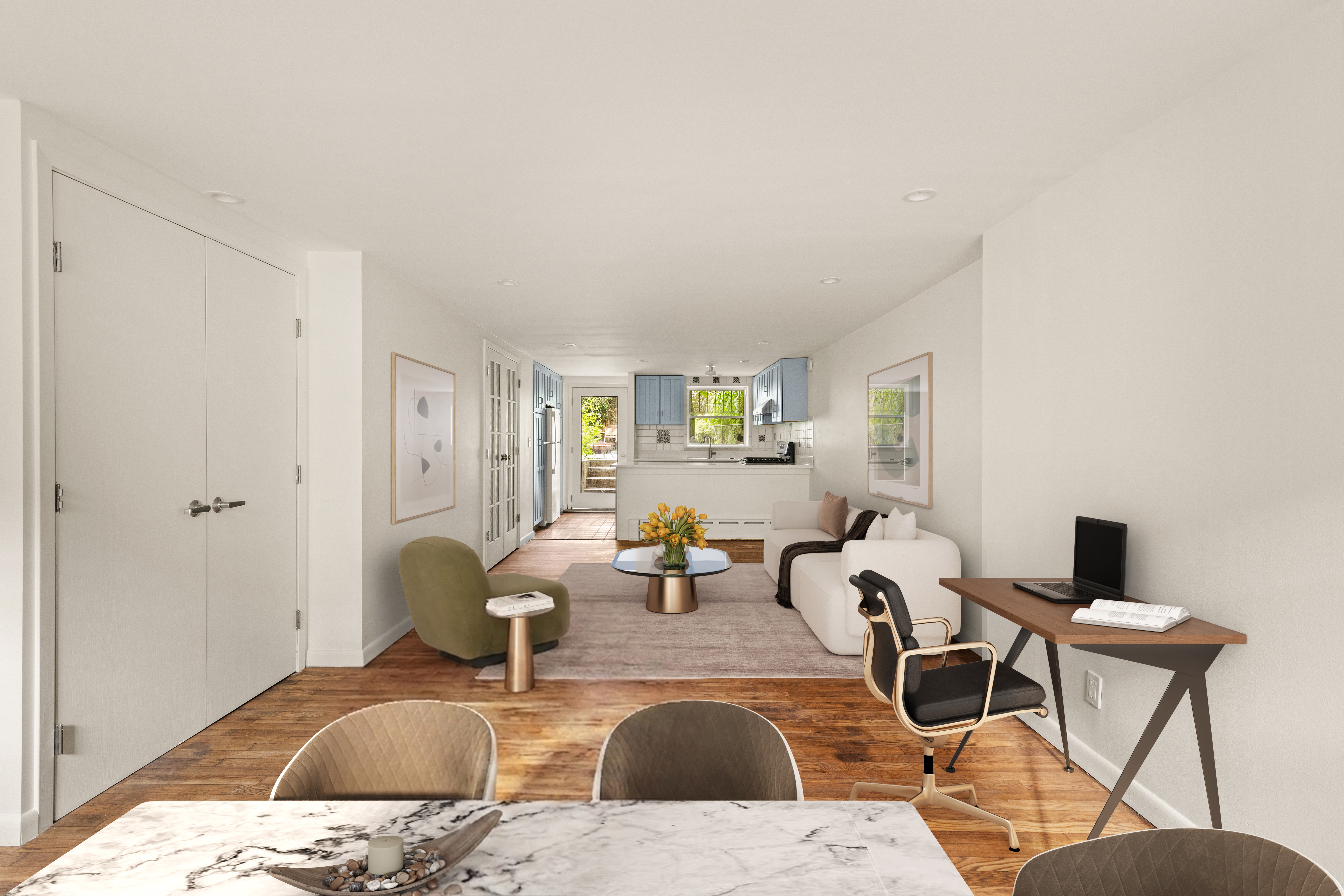 341 Adelphi Street, Unit 1 Brooklyn, NY 11238 - Photo 3 of 7 a living room with furniture and wooden floor