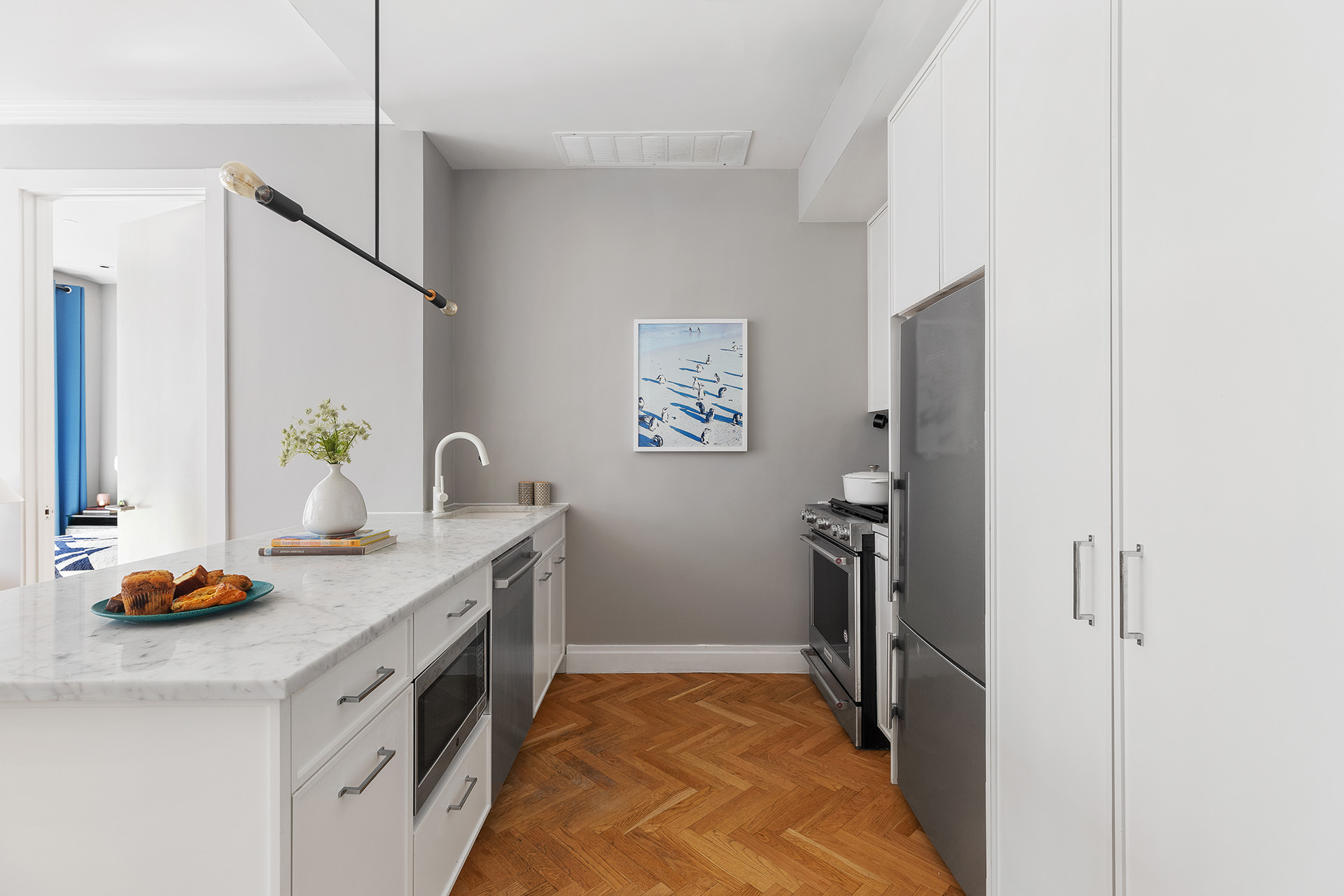 35 Duffield Street, Unit 2B Brooklyn, NY 11201 - Photo 3 of 10 a kitchen with stainless steel appliances granite countertop a sink refrigerator and stove