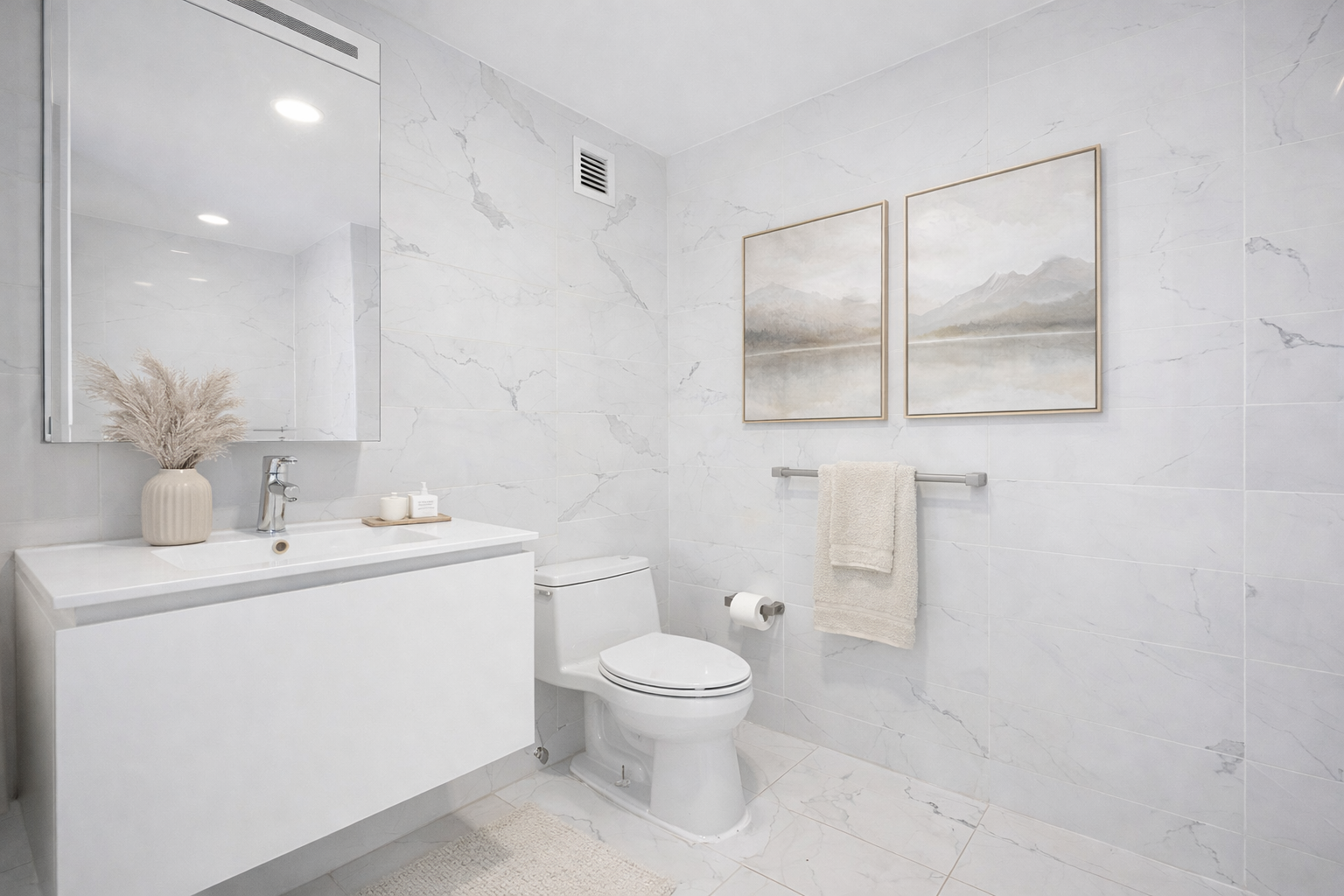 1790 3rd Avenue, Unit 1004 Manhattan, NY 10029 - Photo 7 of 9 a bathroom with a toilet sink and mirror