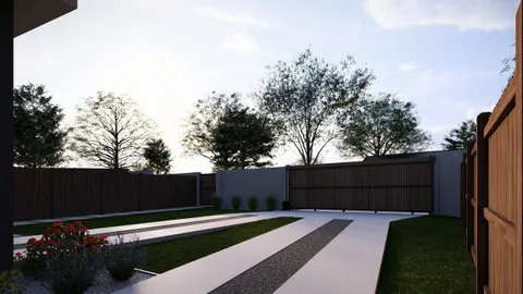a view of backyard with green space