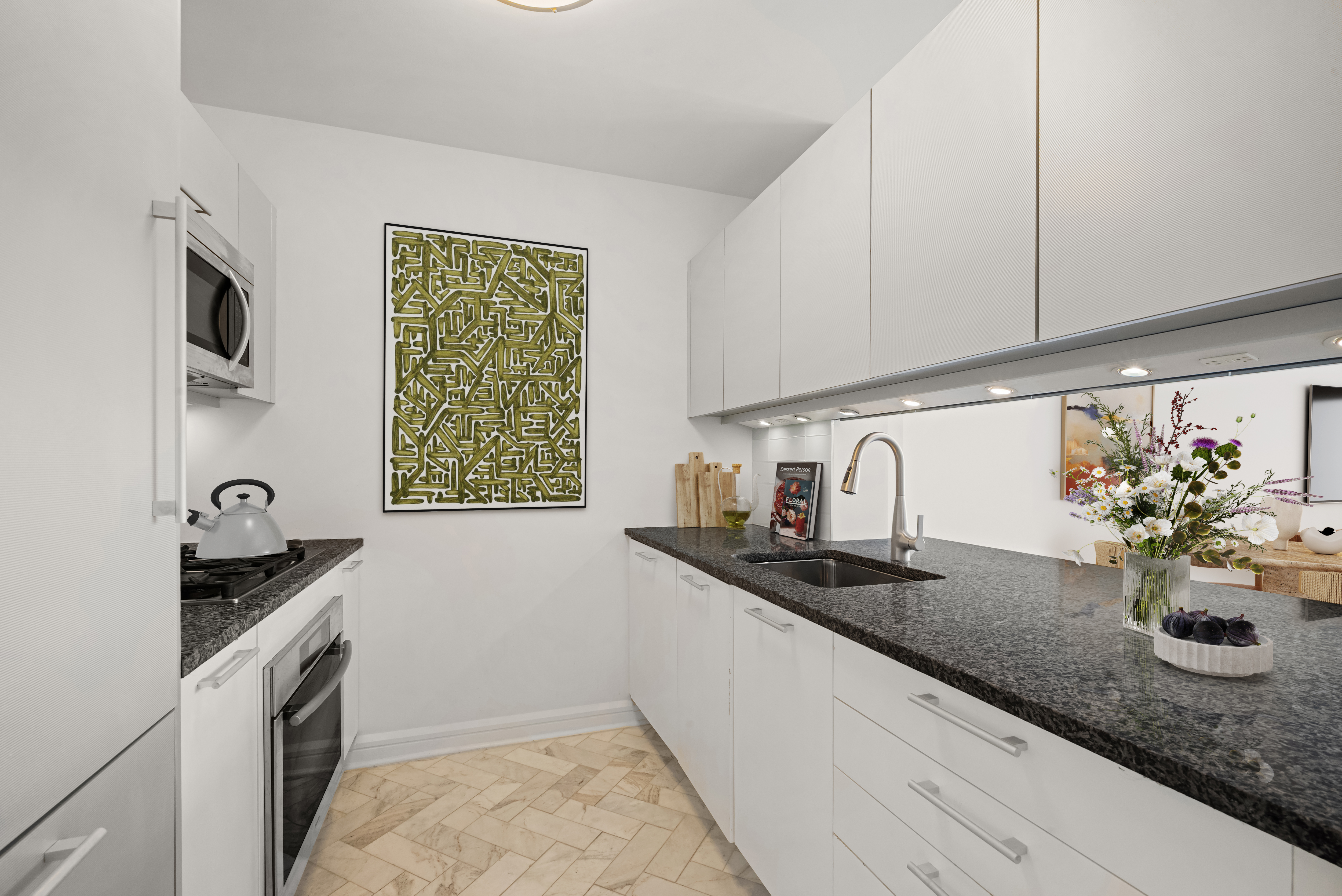 100 Riverside Boulevard, Unit 14D Manhattan, NY 10069 - Photo 3 of 13 a kitchen with sink and potted plant