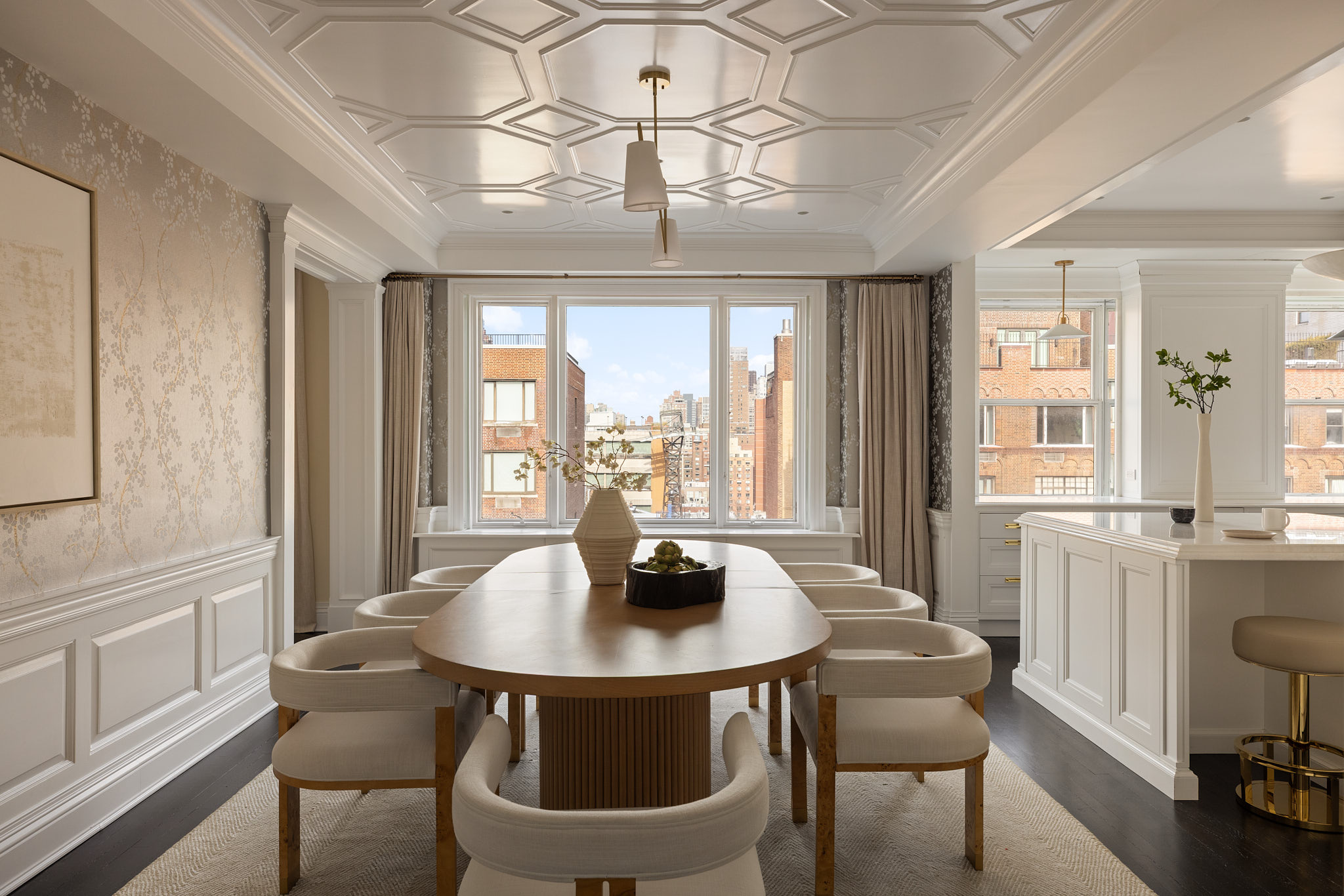 350 East 57th Street, Unit 15B Manhattan, NY 10022 - Photo 3 of 20 a dining room with furniture a chandelier and wooden floor