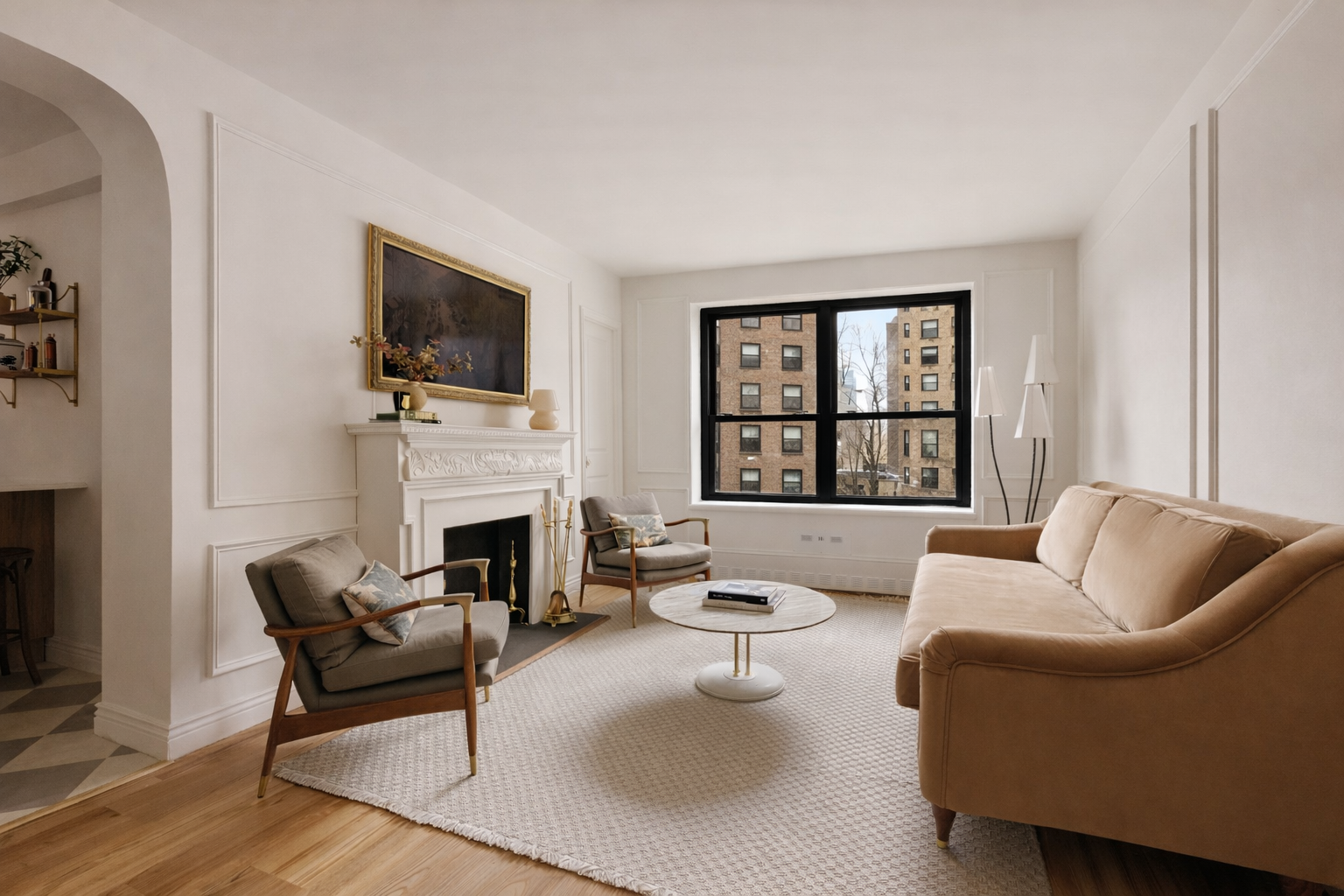 201 Clinton Avenue, Unit 1G Brooklyn, NY 11205 - Photo 1 of 9 a living room with furniture fireplace and window