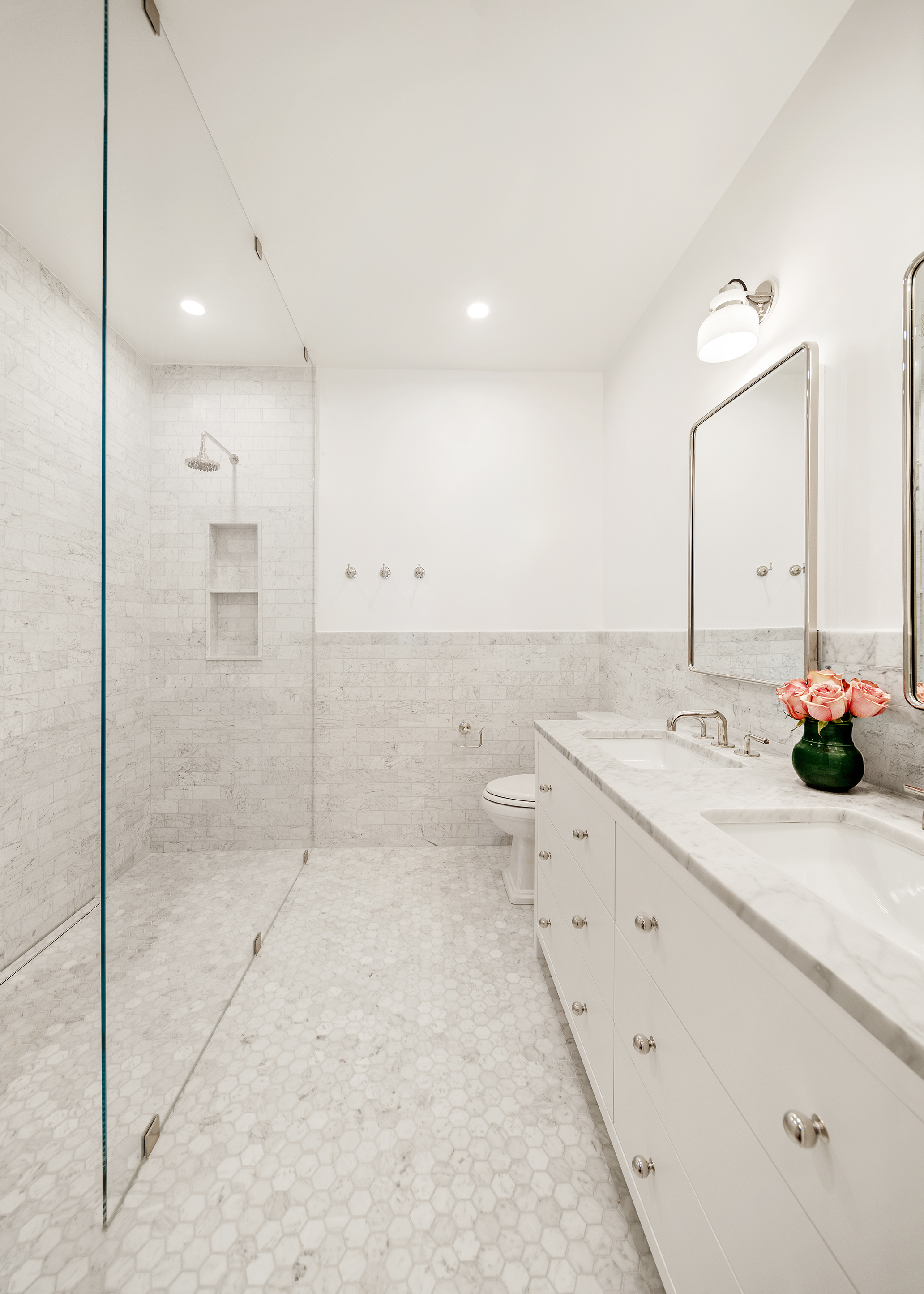 524 Halsey Street, Unit TH1 Brooklyn, NY 11233 - Photo 6 of 17 a bathroom with a granite countertop sink a toilet and shower