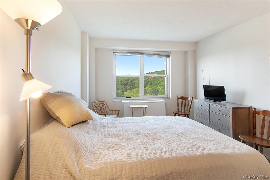 2400 Johnson Avenue, Unit 3B Bronx, NY 10463 - Photo 15 of 28 a bedroom with a large bed and a flat screen tv