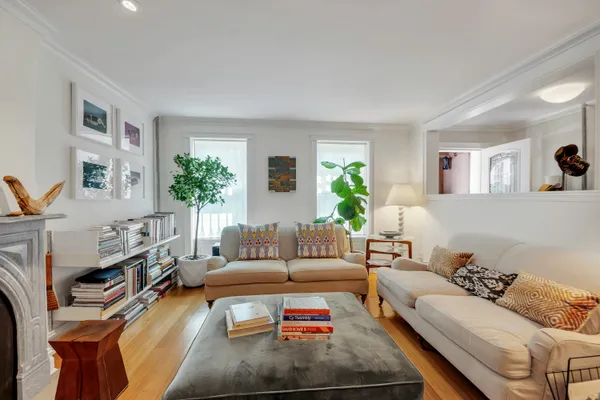 a living room with furniture and a couch