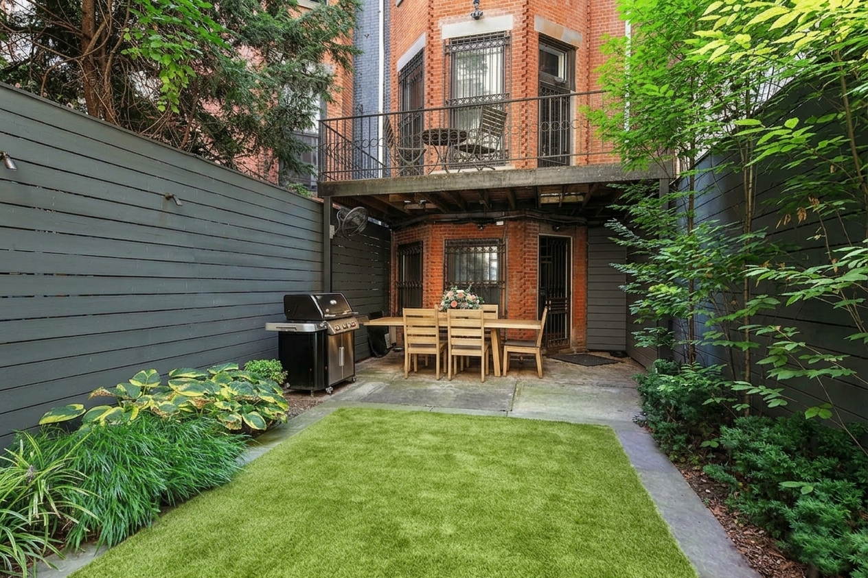 165 West 126th Street Manhattan, NY 10027 - Photo 39 of 40 a view of a chairs and table in backyard of the house