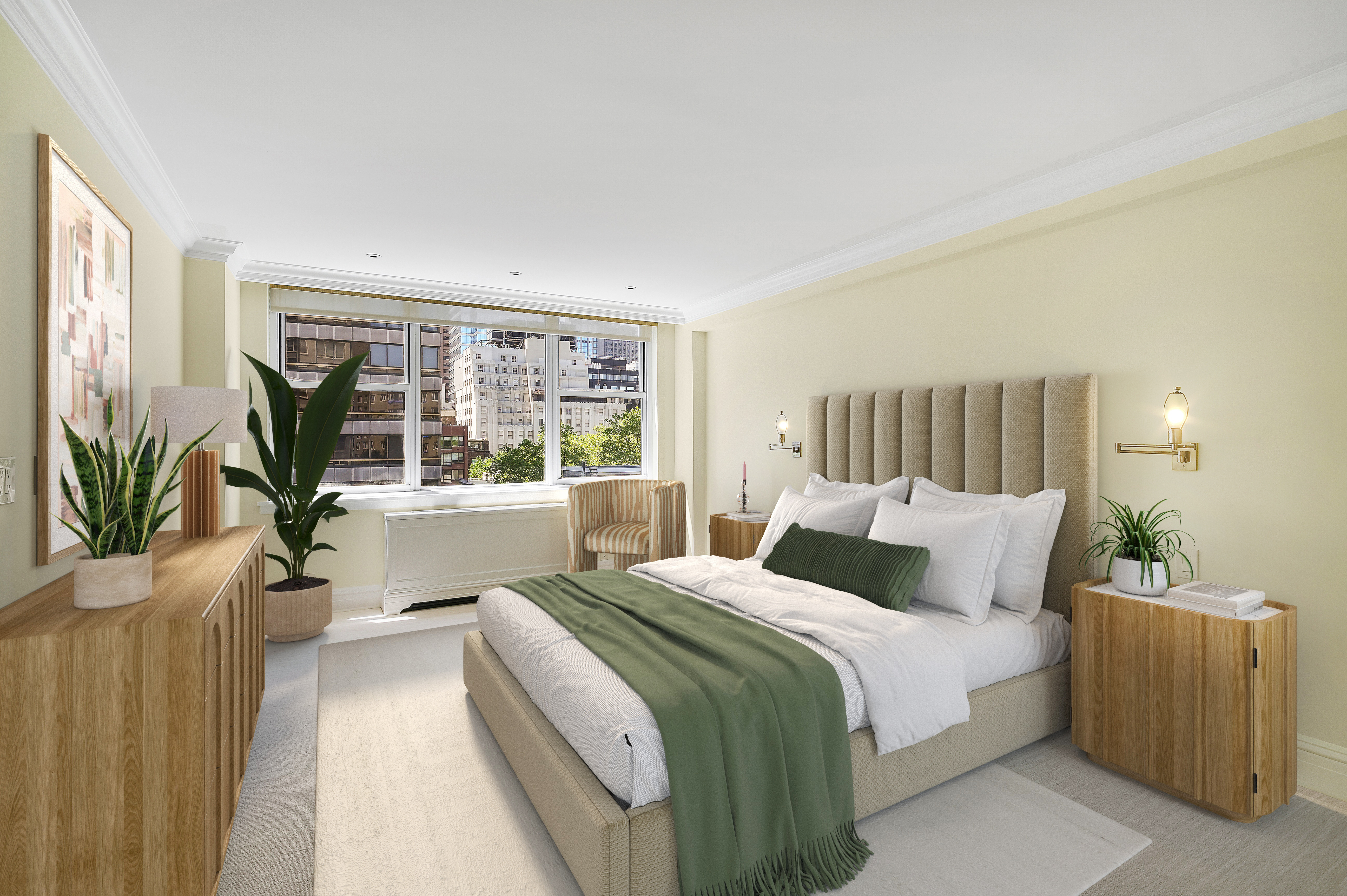 175 East 62nd Street, Unit 8D Manhattan, NY 10065 - Photo 3 of 24 a bedroom with a large bed and a large window