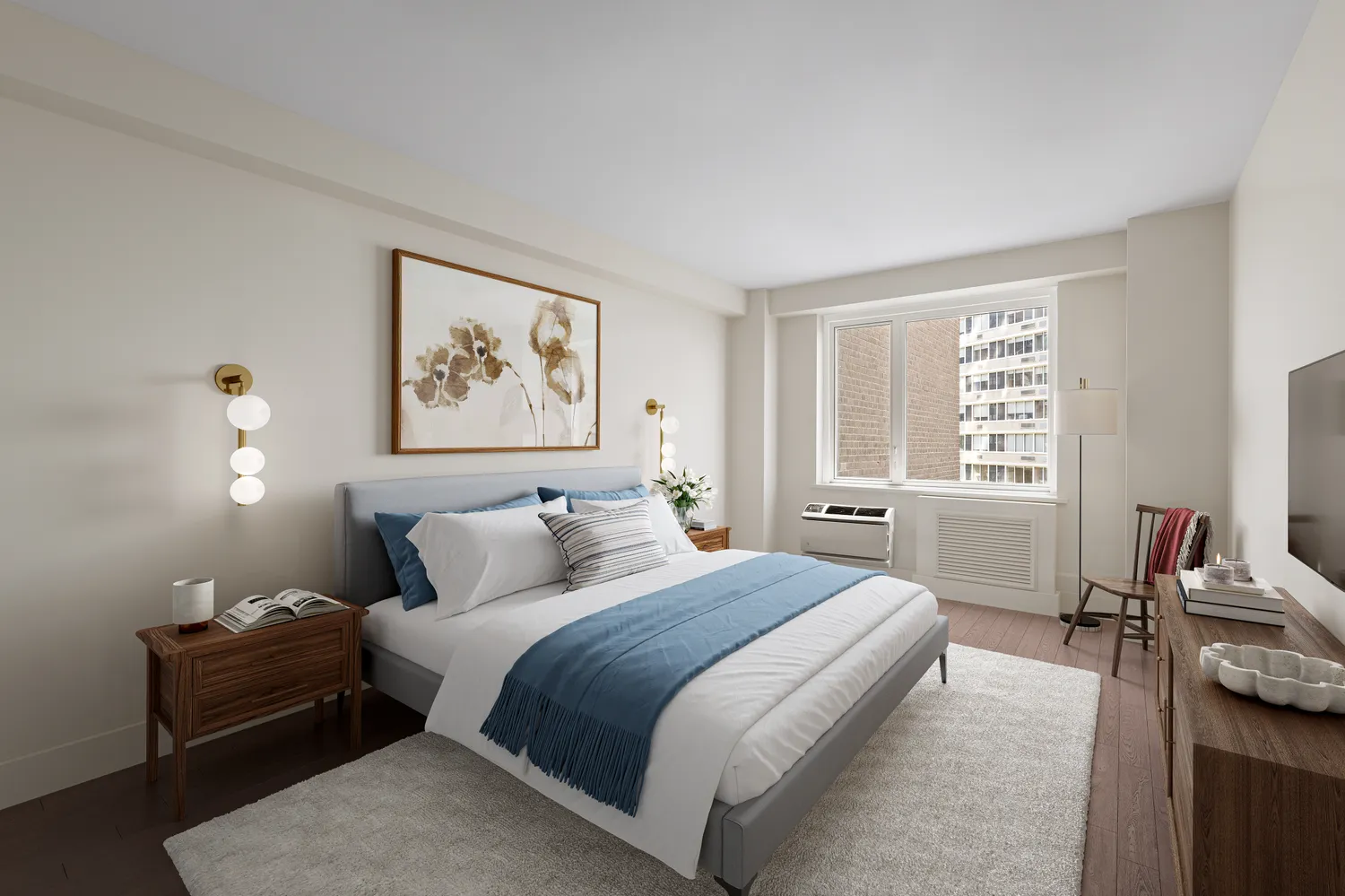 a bedroom with bed and window