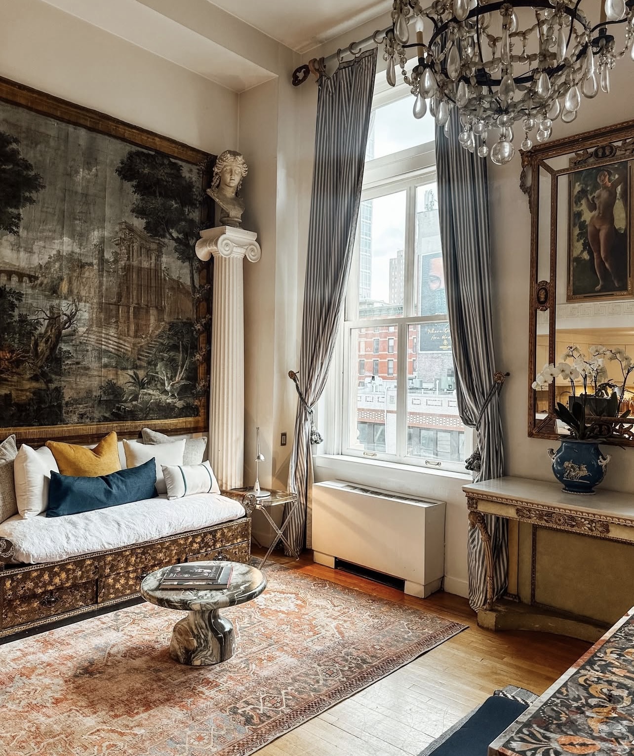 240 Centre Street, Unit 3B Manhattan, NY 10013 - Photo 2 of 23 a living room with patio furniture and a fireplace