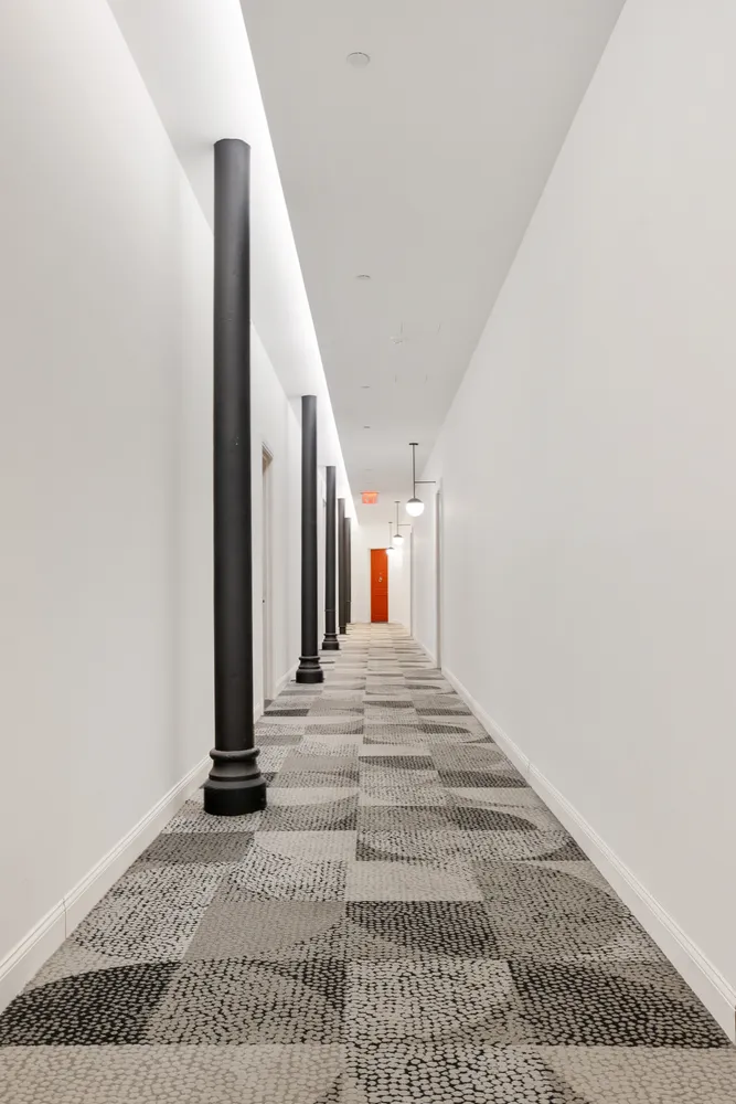 a view of a wooden door