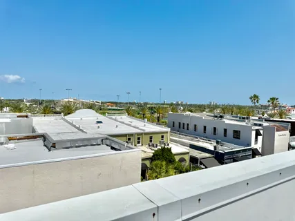 an aerial view of a house with a yard and lake view
