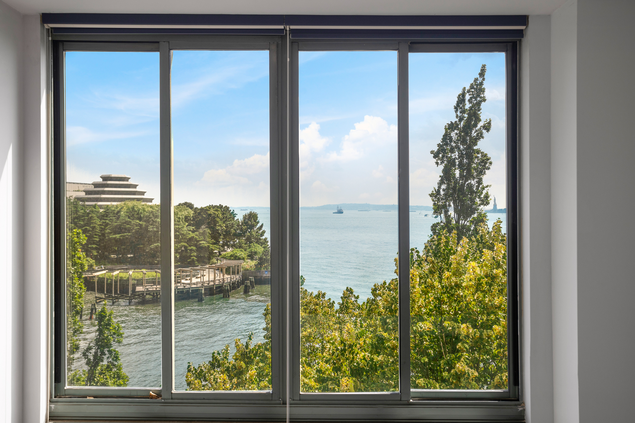 a view of a room and window