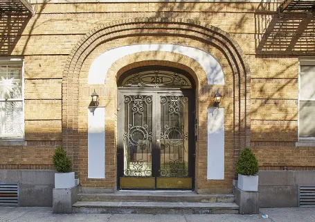 a view of entrance gate of a building