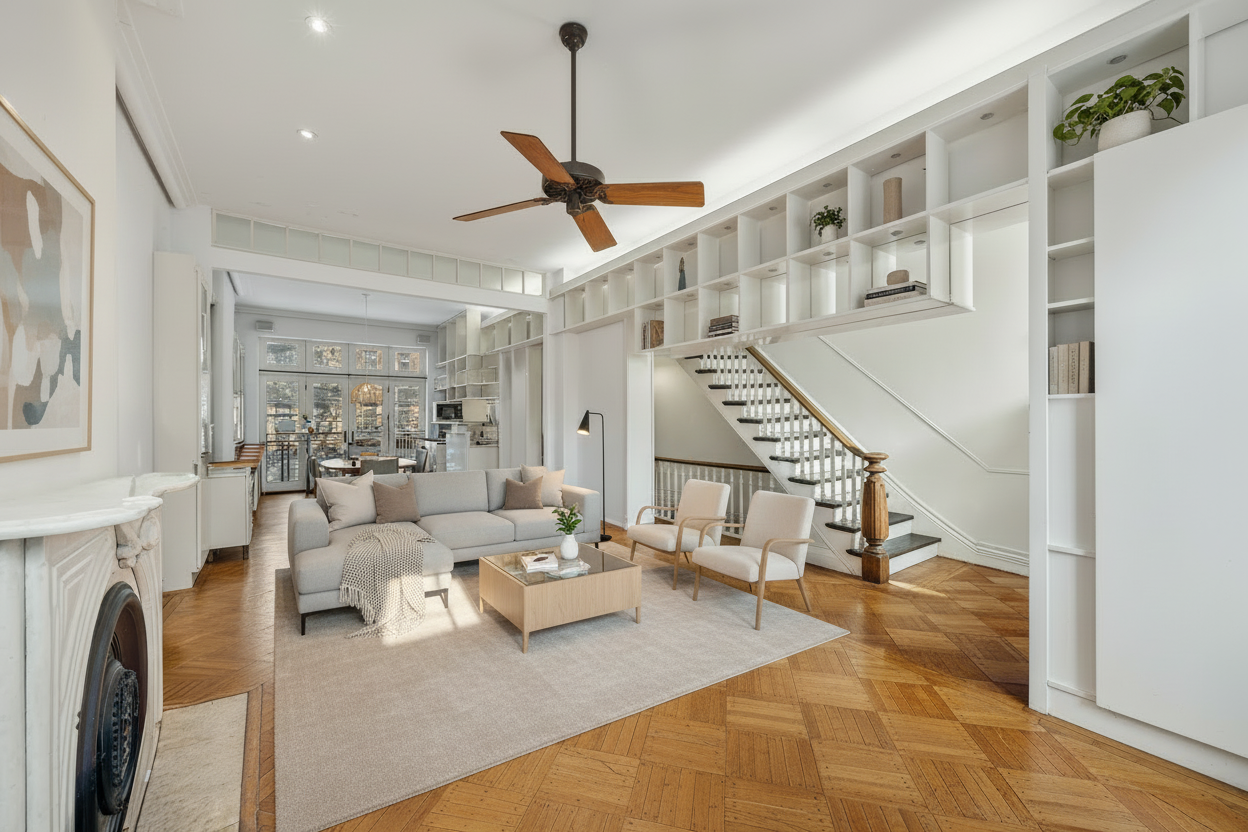 347 5th Street, Unit TWHS Brooklyn, NY 11215 - Photo 3 of 13 a living room with furniture and a chandelier