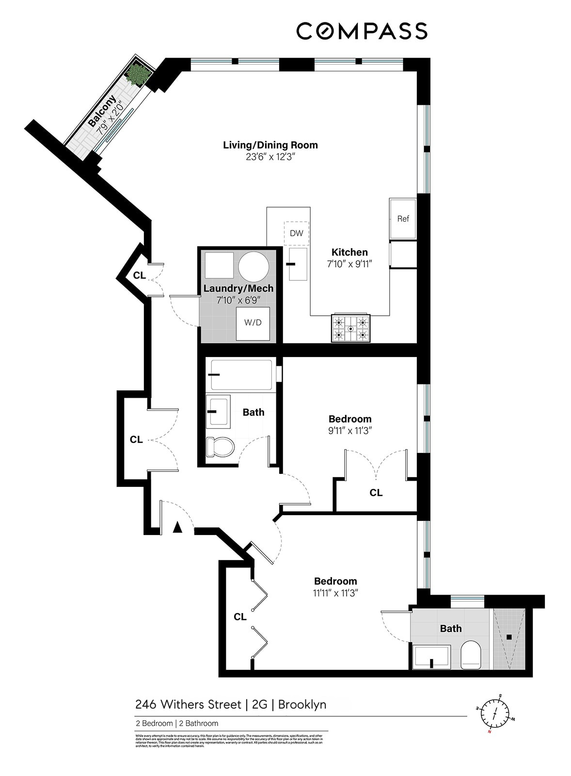 246 Withers Street, Unit 2G Brooklyn, NY 11211 - Photo 9 of 9 a picture of a floor plan