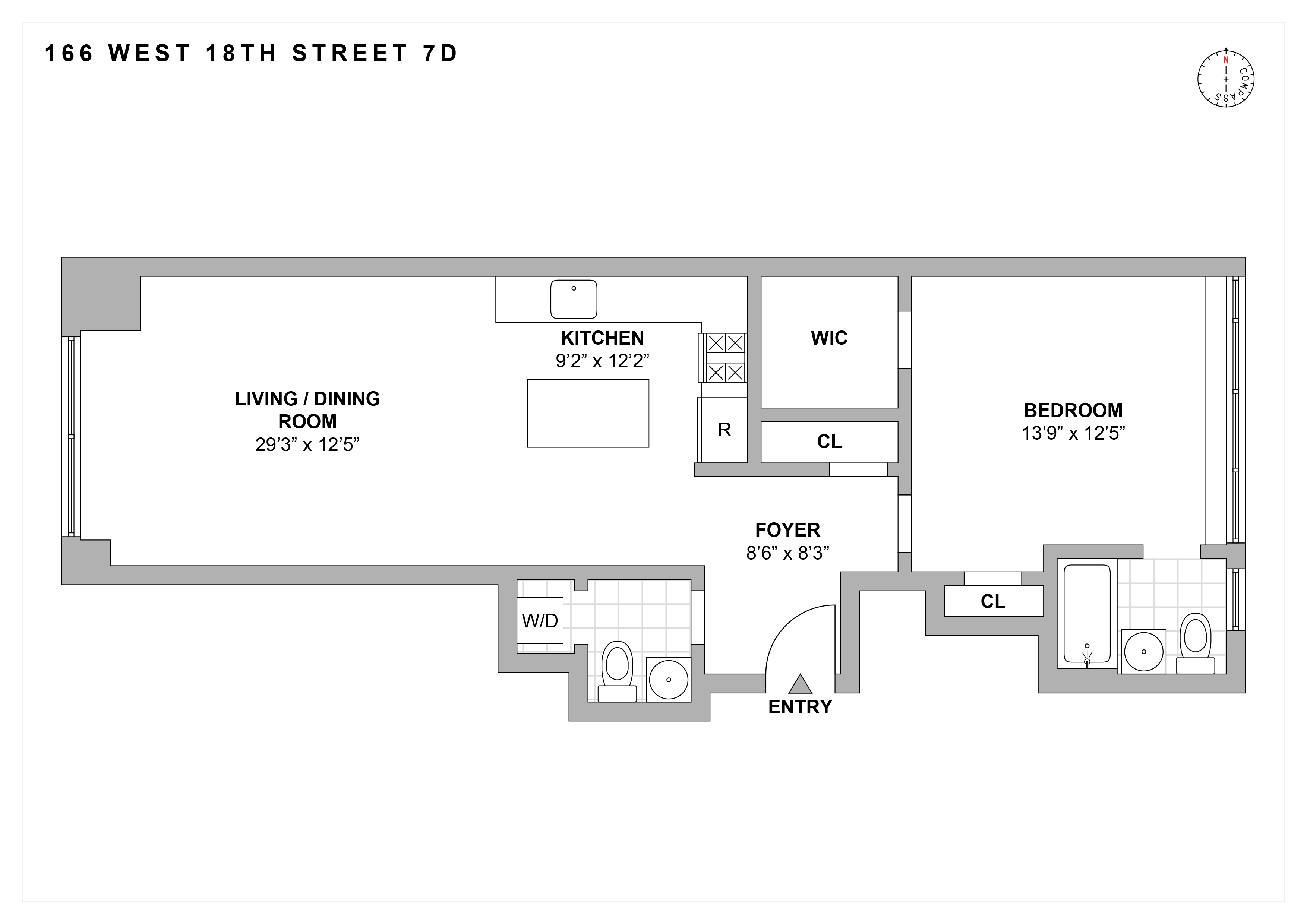 166 West 18th Street, Unit 7D Manhattan, NY 10011 - Photo 10 of 10 a picture of a floor plan