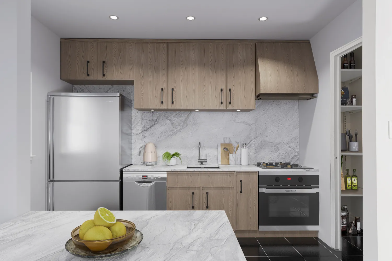 a kitchen with a sink cabinets and stainless steel appliances