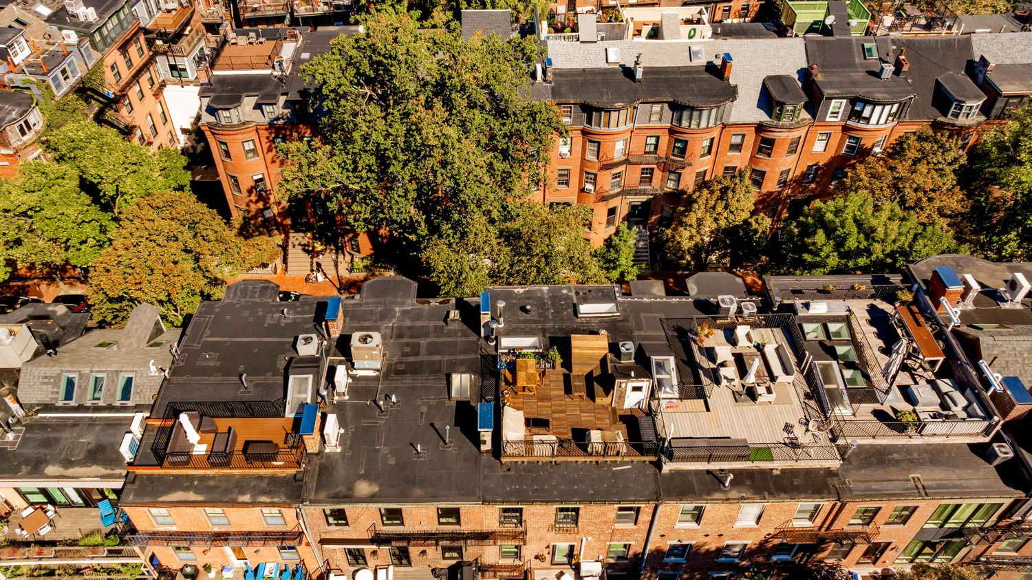 an aerial view of multiple houses