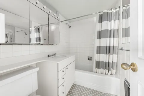 a bathroom with a sink and a shower