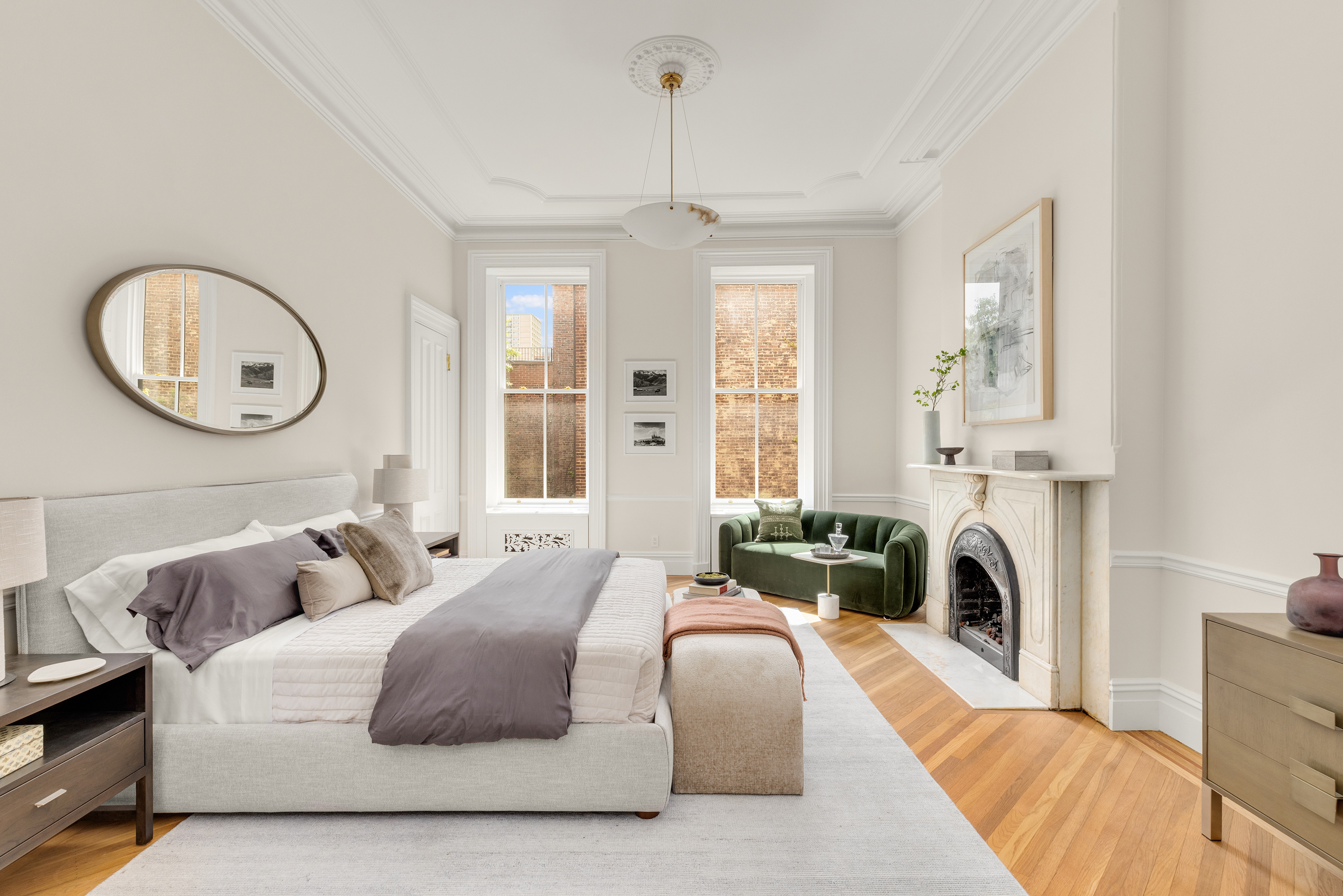 75 Columbia Heights Brooklyn, NY 11201 - Photo 12 of 28 a living room with furniture a fireplace and a large window