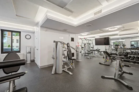 a view of a room with gym equipment