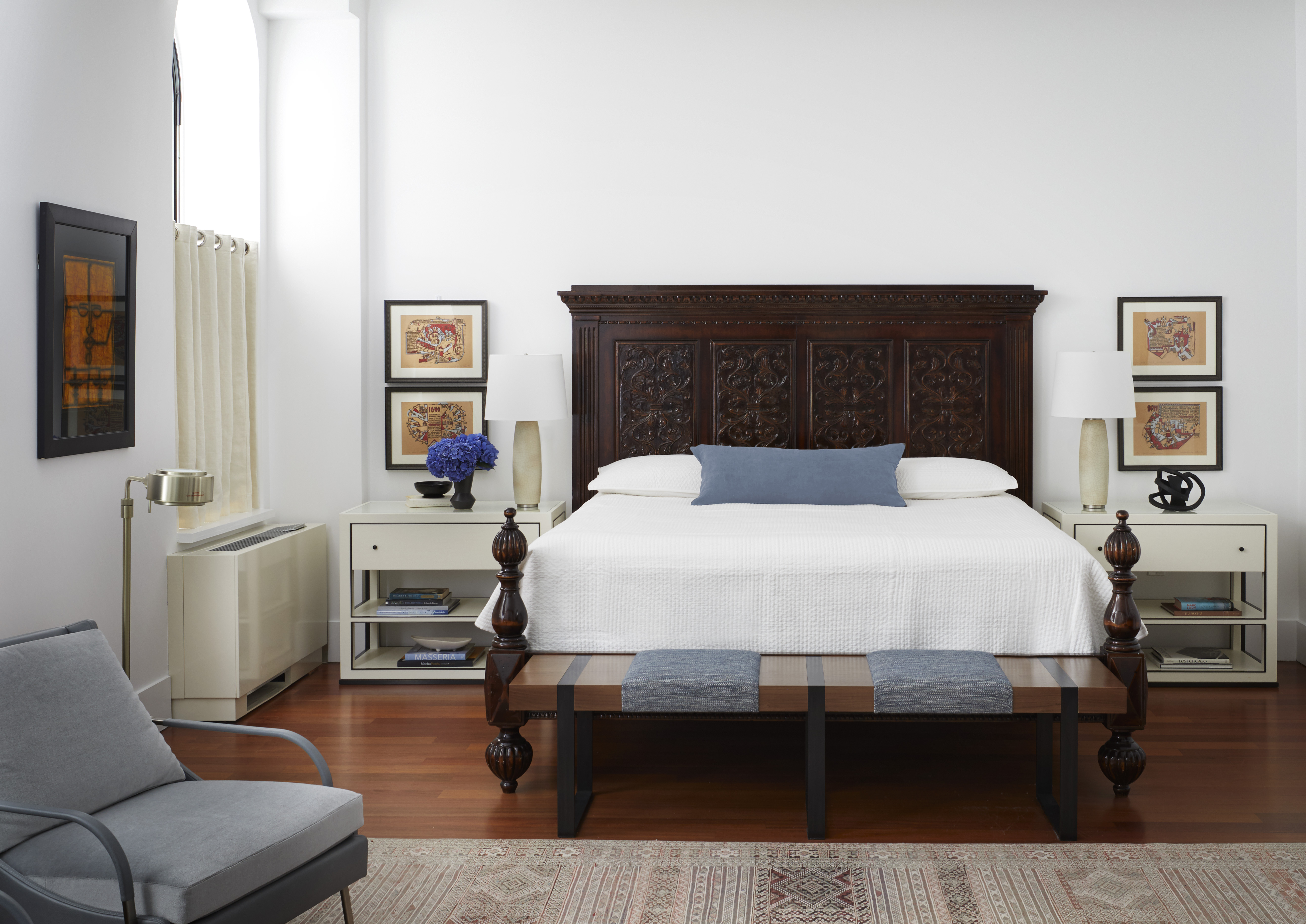 44 Laight Street, Unit 2A Manhattan, NY 10013 - Photo 12 of 28 a large bed sitting in a bedroom next to a window with pc on dresser