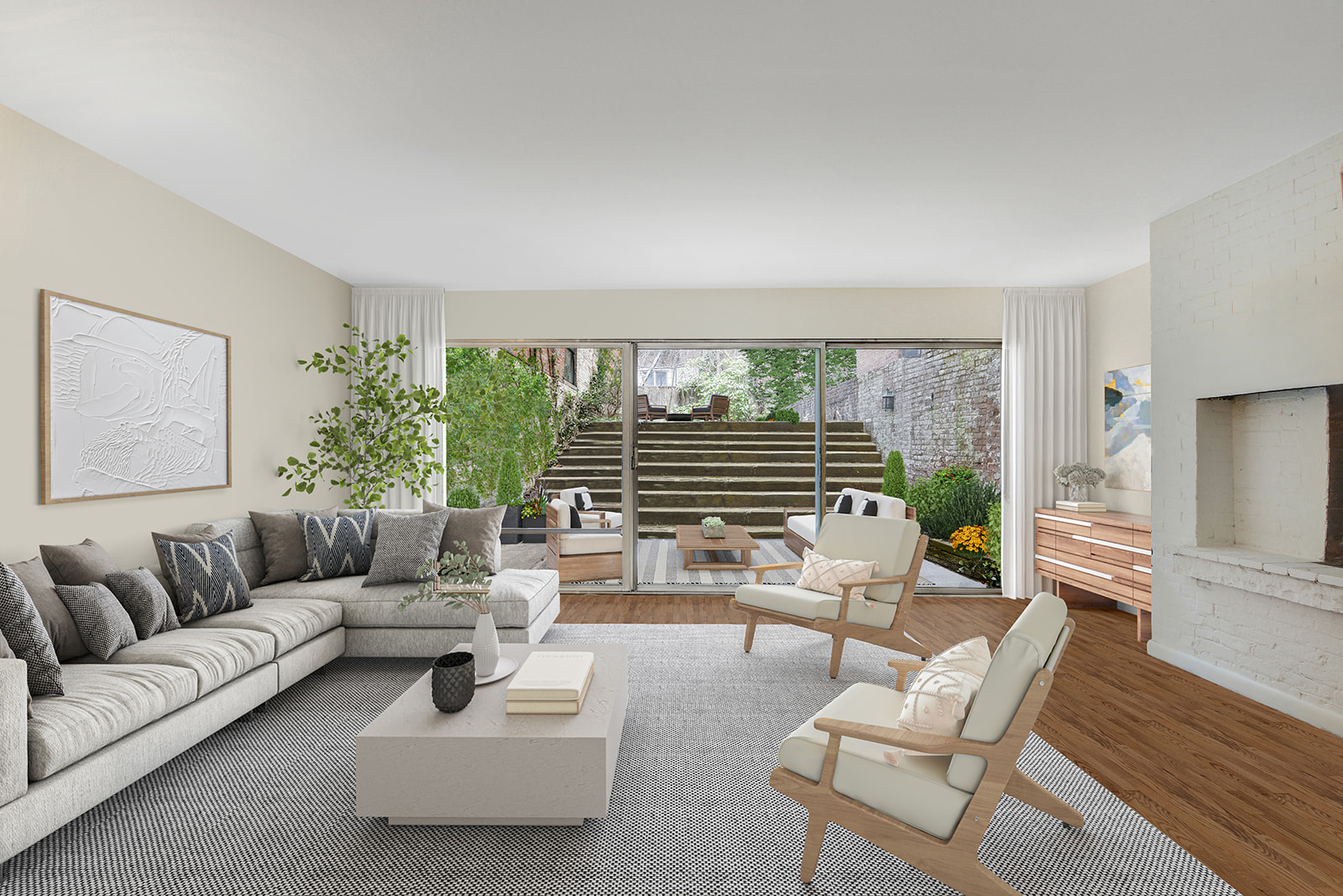 217 West 15th Street Manhattan, NY 10011 - Photo 2 of 21 a living room with furniture and a large window