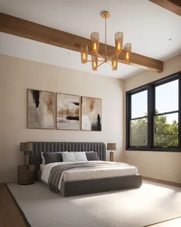 a bedroom with bed and window