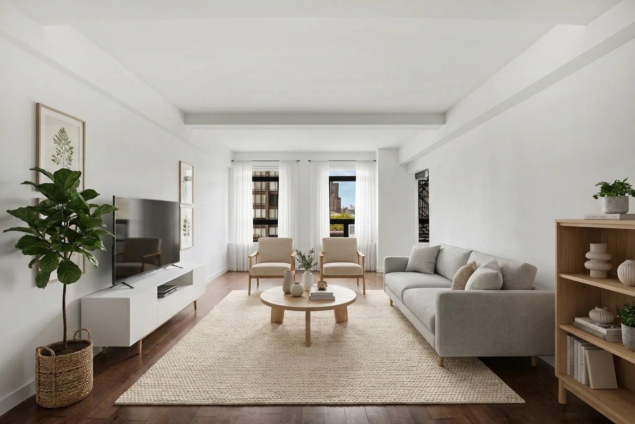2 Beekman Place, Unit 8D Manhattan, NY 10022 - Photo 1 of 9 a living room with furniture and a potted plant