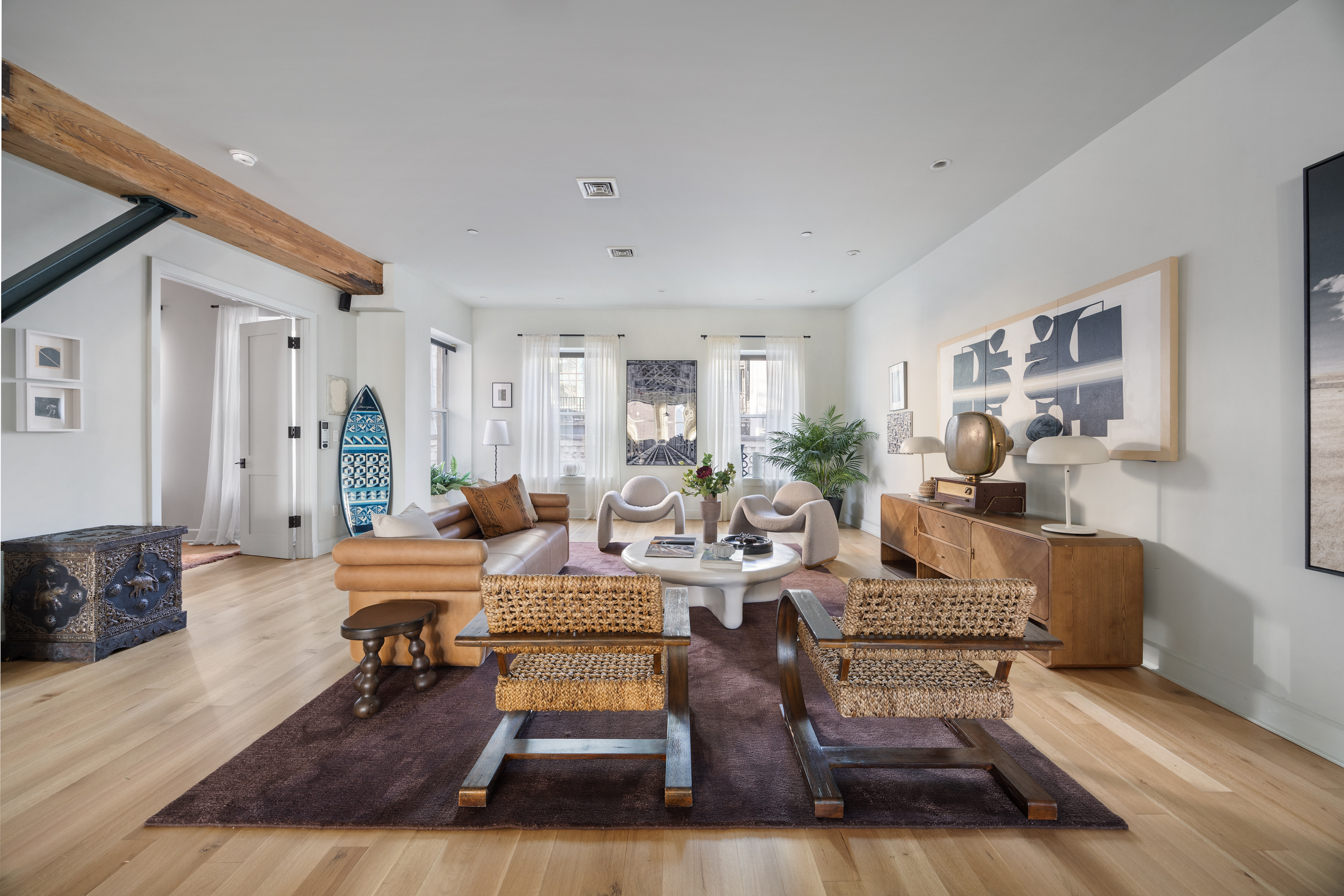 481 Washington Street, Unit PHS Manhattan, NY 10013 - Photo 12 of 20 a living room with furniture and a wooden floor