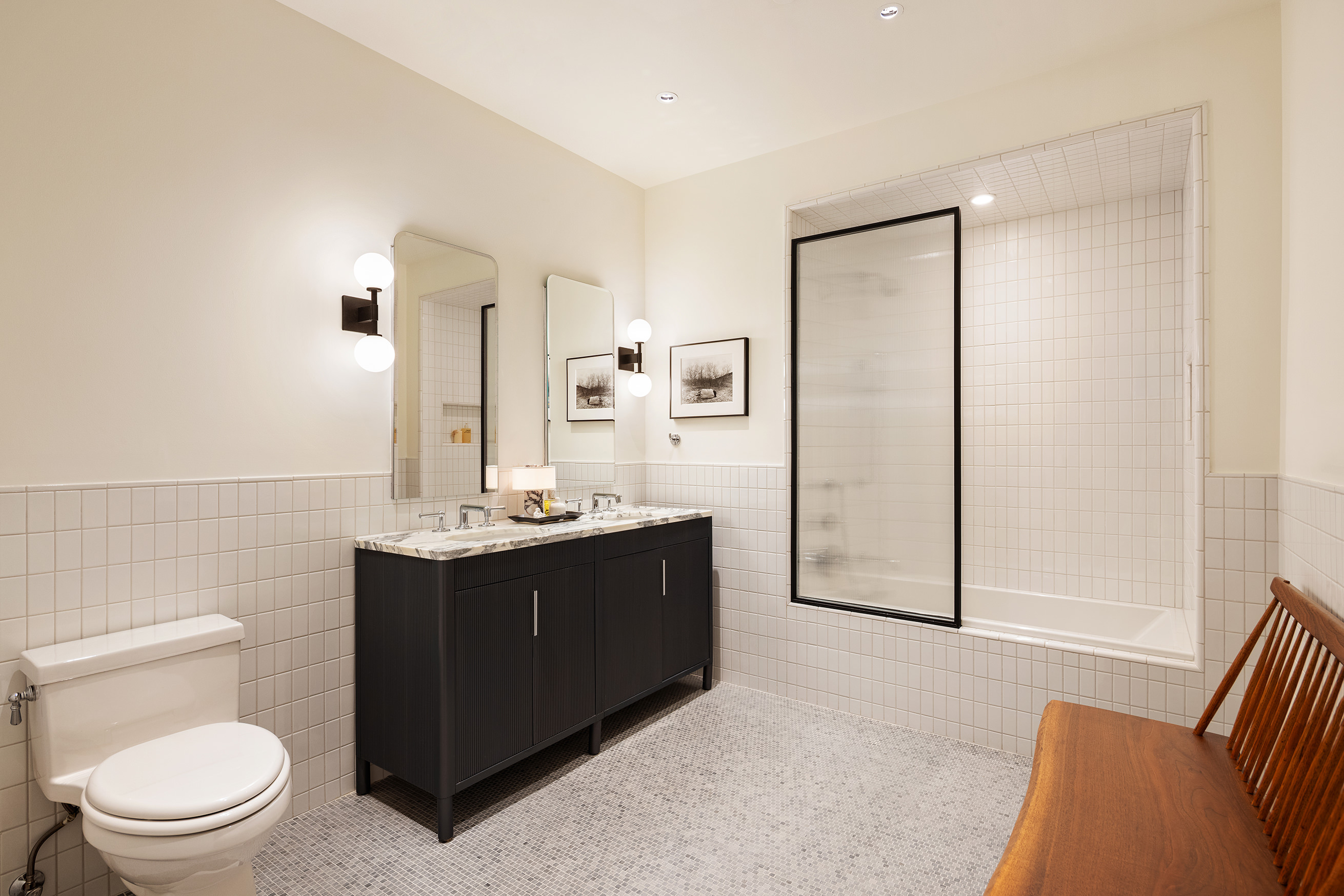 1 Prospect Park West, Unit 2B Brooklyn, NY 11215 - Photo 15 of 23 a bathroom with a sink a toilet and shower