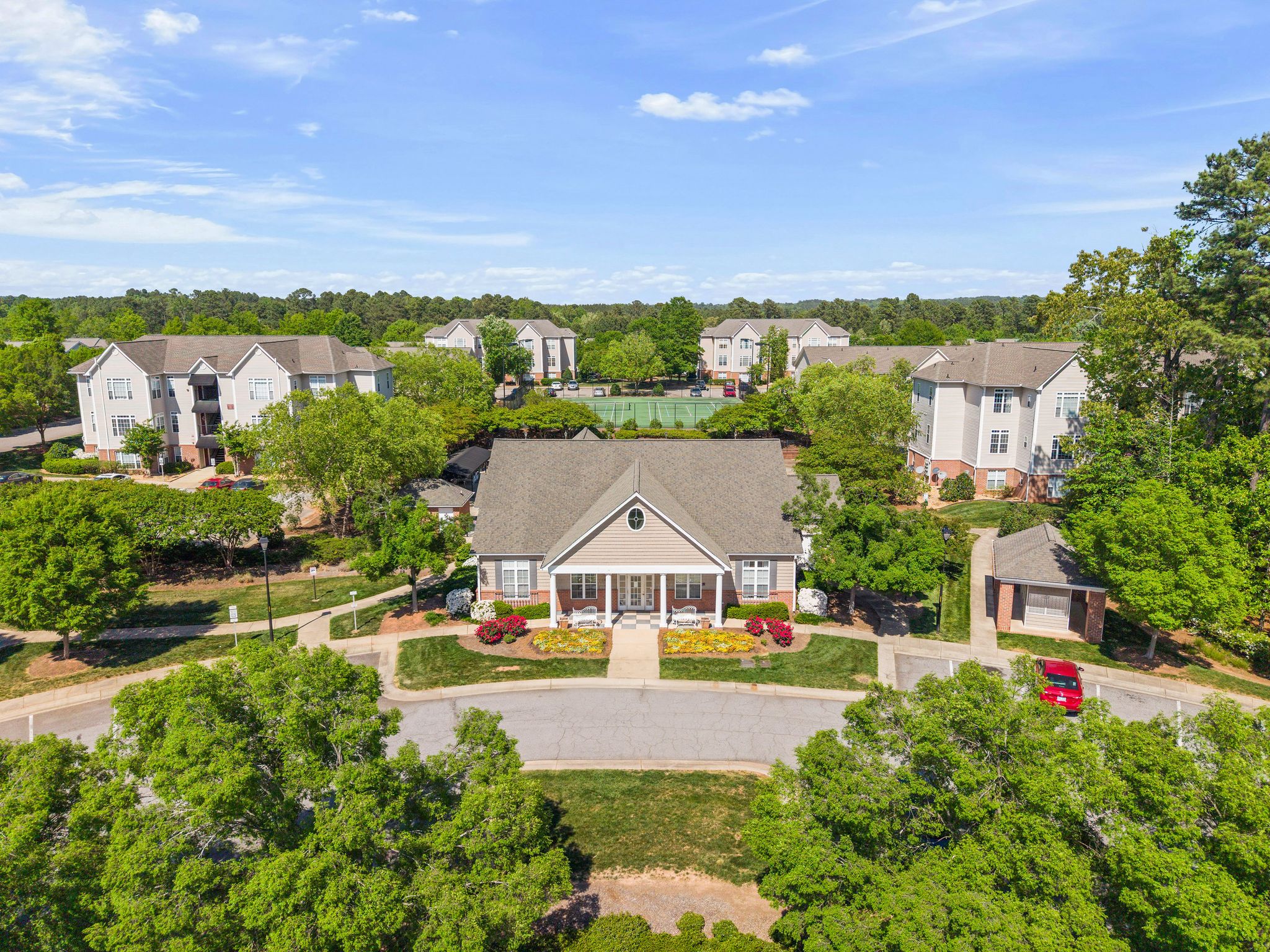 Huntscroft Lane Raleigh, NC 27617 - Photo 12 of 49 an aerial view of a house with big yard and large trees