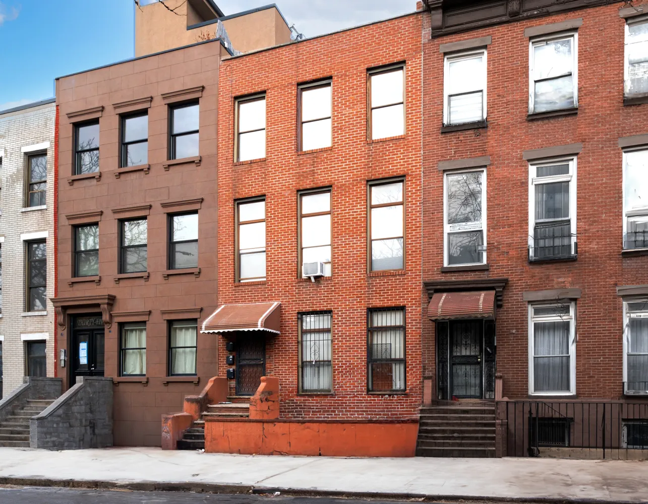 a front view of multiple houses