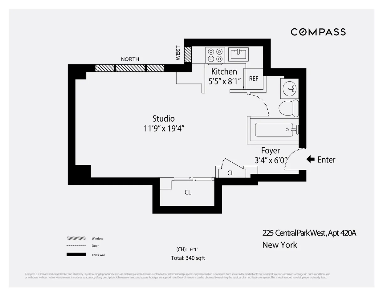 $475,000 | 225 Central Park West, Unit 420A | Upper West Side