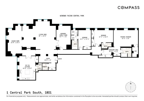 $14,900,000 | 1 Central Park South, Unit 1801/03 | Central Park South