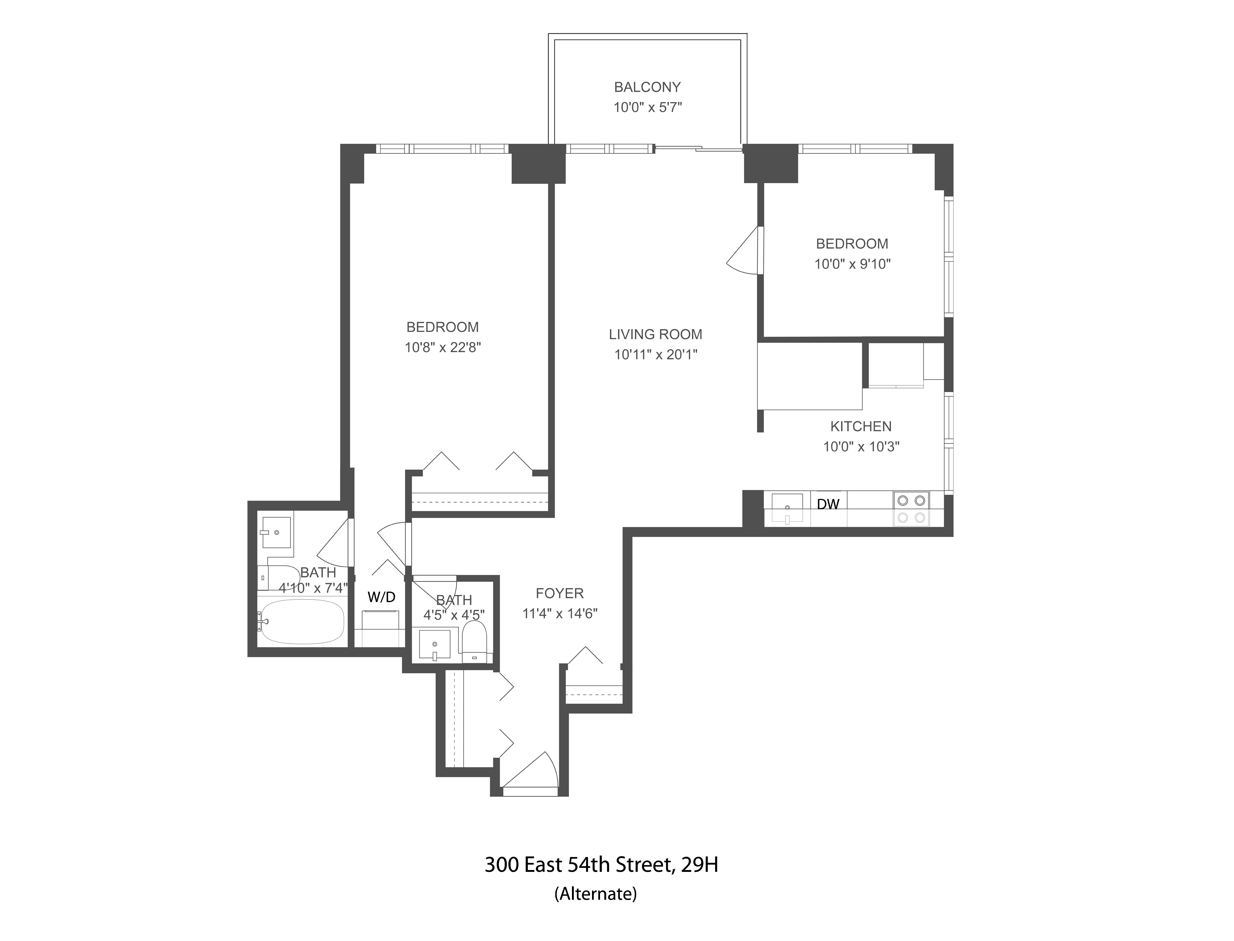300 East 54th Street, Unit 29H Manhattan, NY 10022 - Photo 14 of 14 a picture of a floor plan