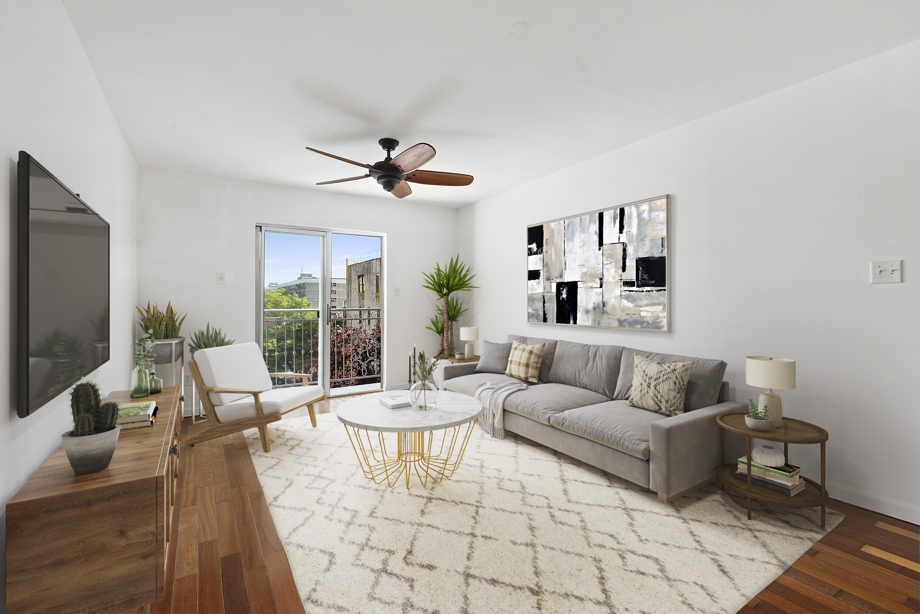 a living room with furniture and a flat screen tv