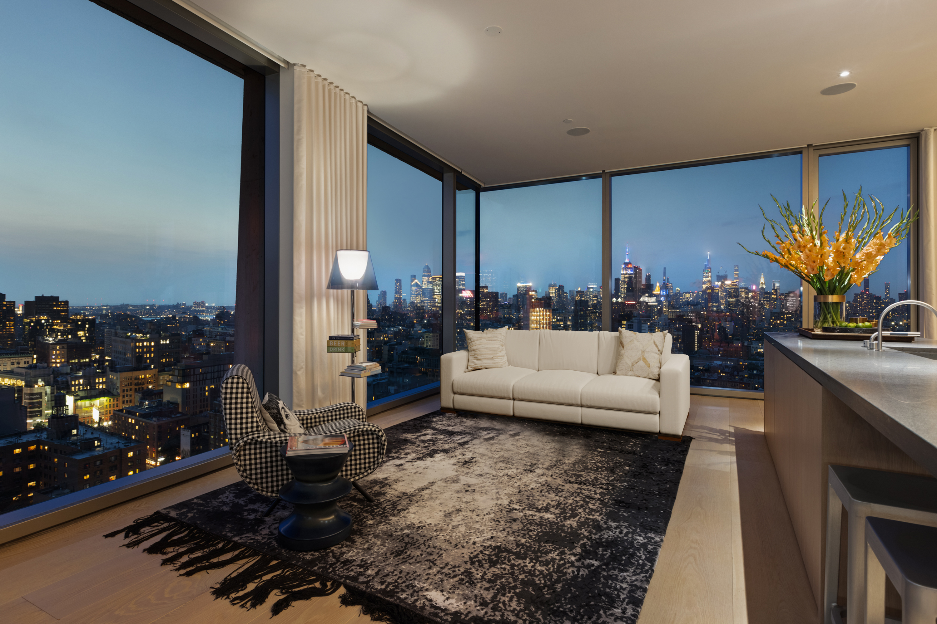 215 Chrystie Street, Unit PH2 Manhattan, NY 10002 - Photo 8 of 30 a living room with furniture rug and lamp