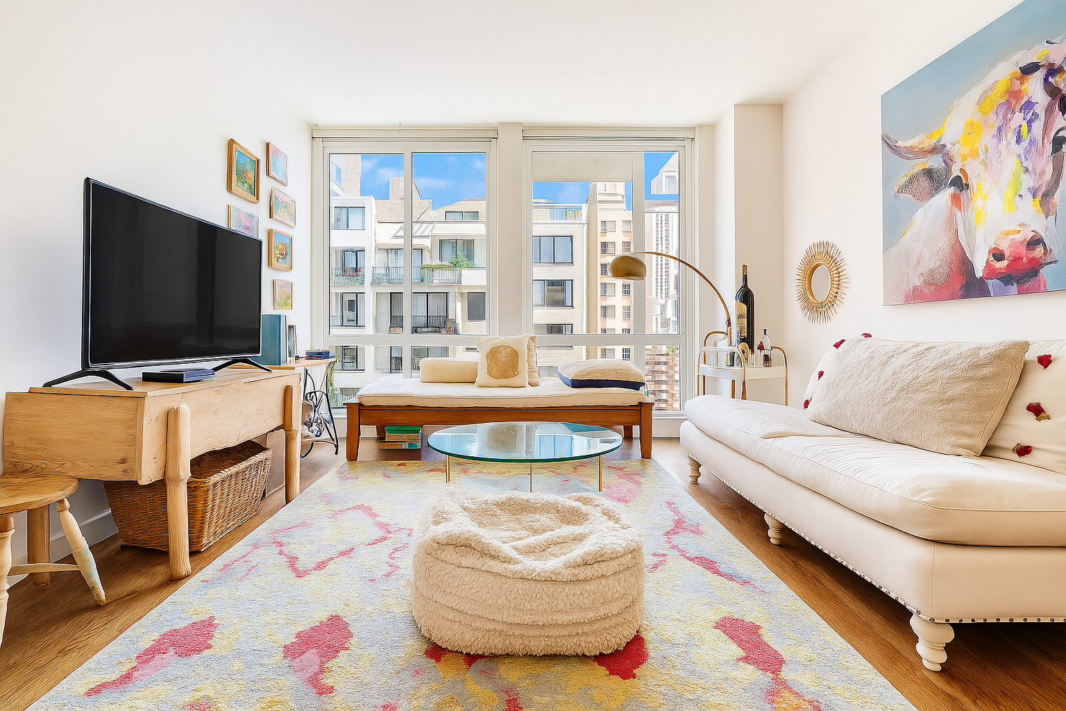 a living room with furniture and a flat screen tv