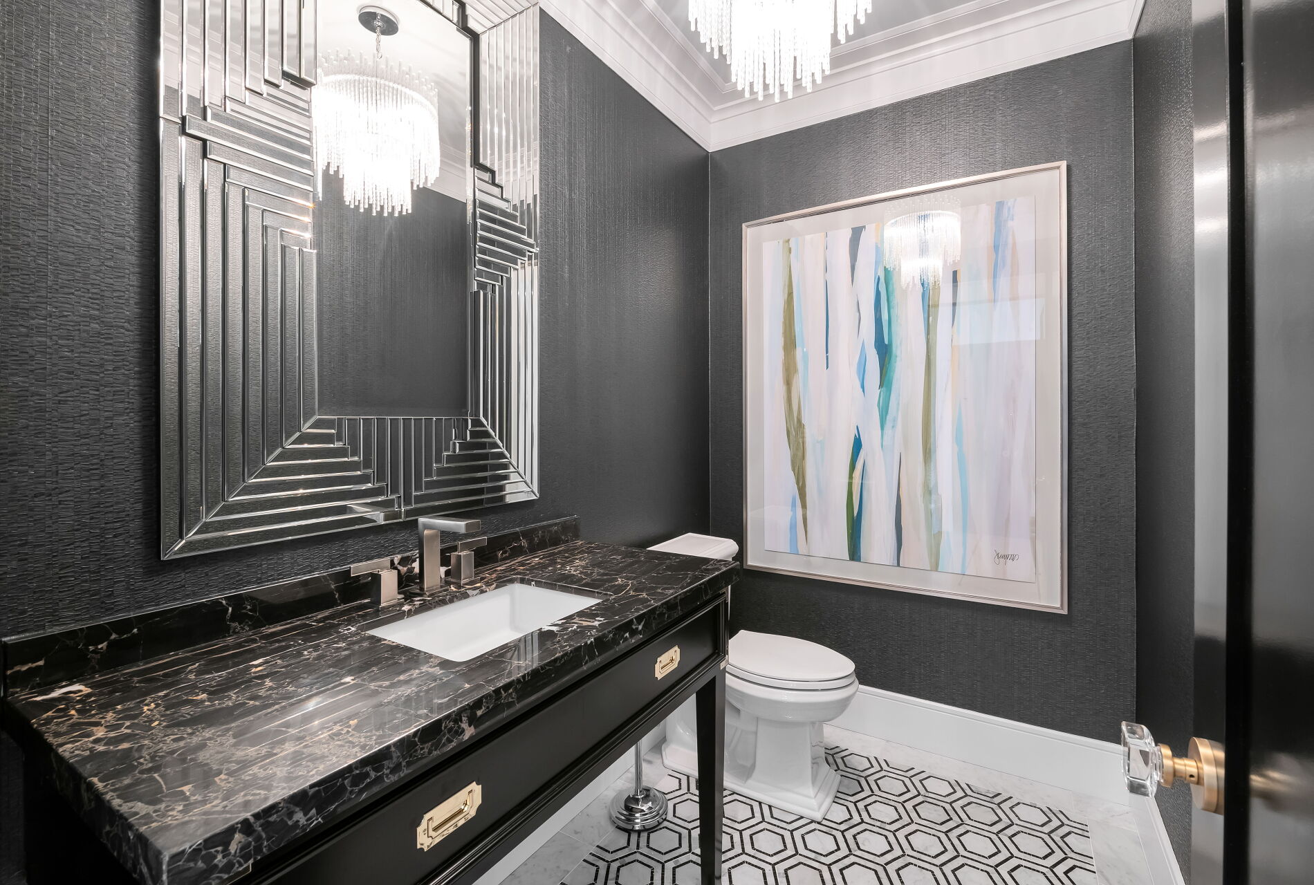 838 Seneca Road Franklin Lakes, NJ 07417 - Photo 34 of 92 a bathroom with a granite countertop sink and a mirror