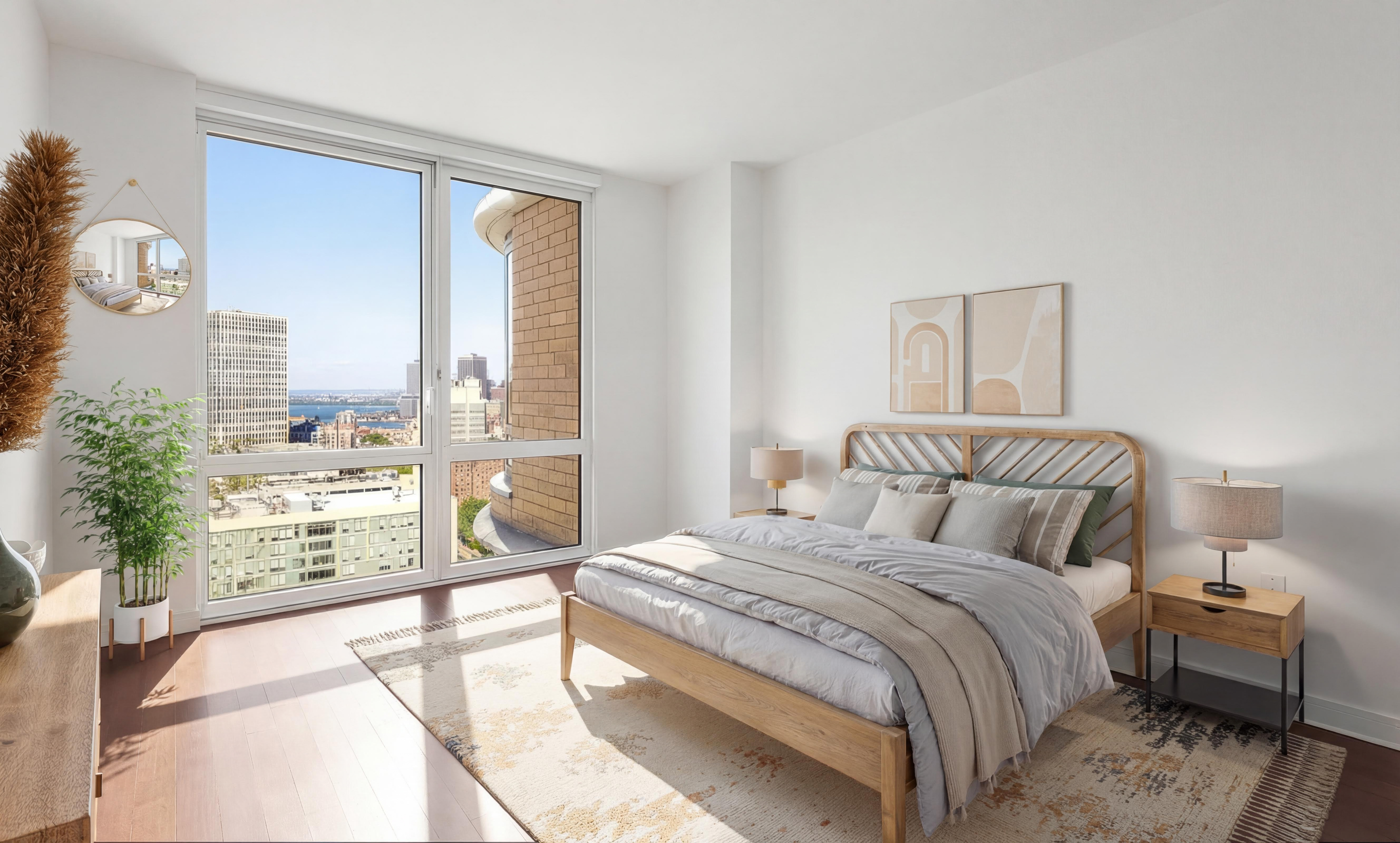 306 Gold Street, Unit 31E Brooklyn, NY 11201 - Photo 5 of 15 a bedroom with a bed and a large window