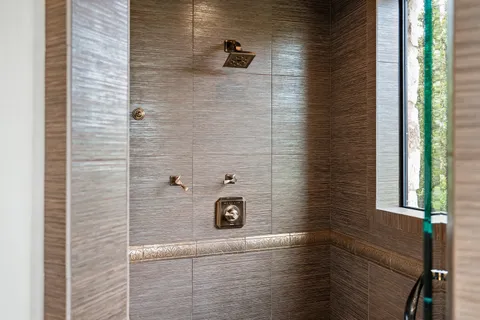 a view of a lake with a city view