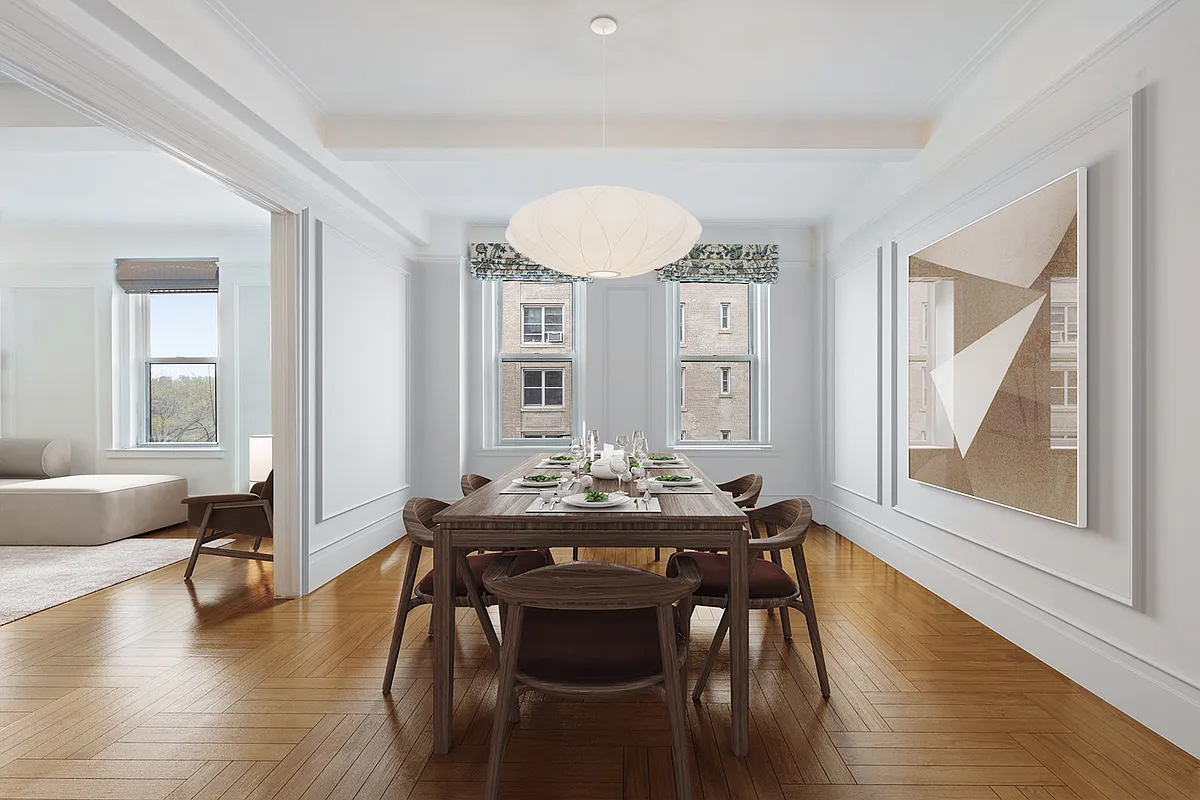 415 Central Park West, Unit 6A Manhattan, NY 10025 - Photo 7 of 25 a view of a dining room with furniture window and wooden floor