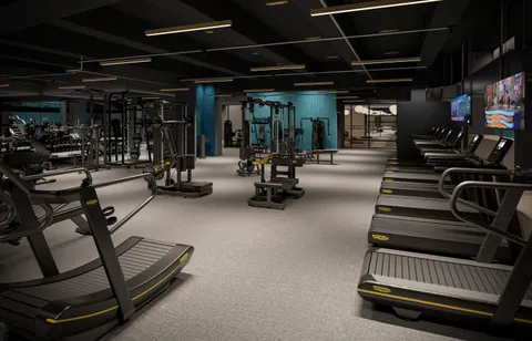 a view of a room with gym equipment