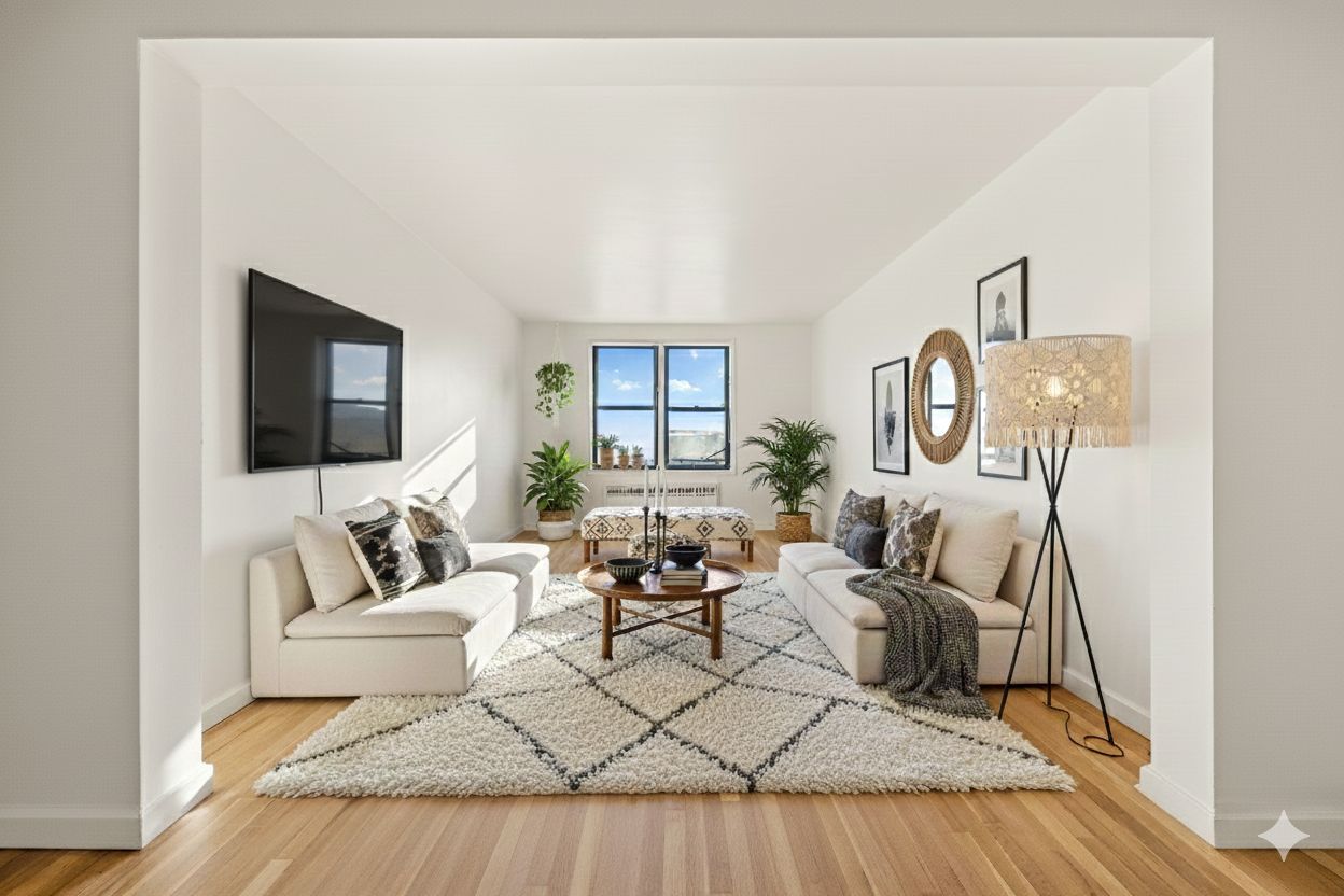 a living room with furniture