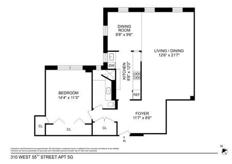 $649,000 | 310 West 55th Street, Unit 5G | Hell's Kitchen