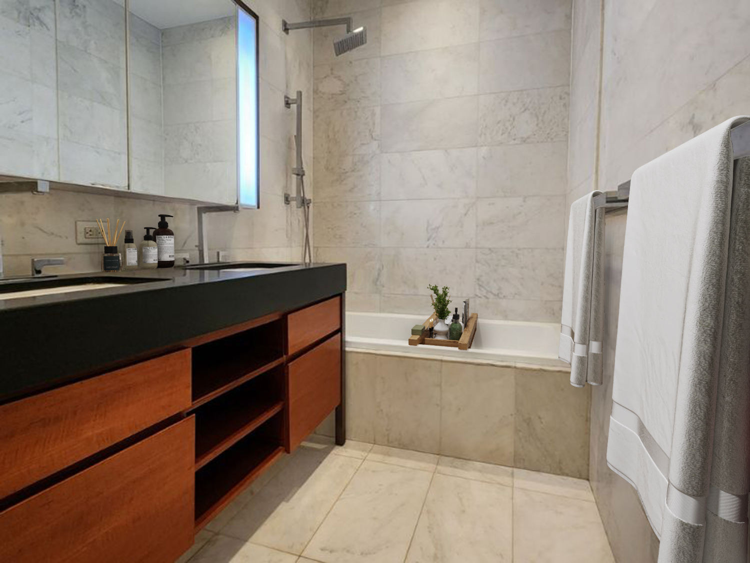 75 Wall Street, Unit 27A Manhattan, NY 10005 - Photo 3 of 4 a bathroom with a bathtub and a sink