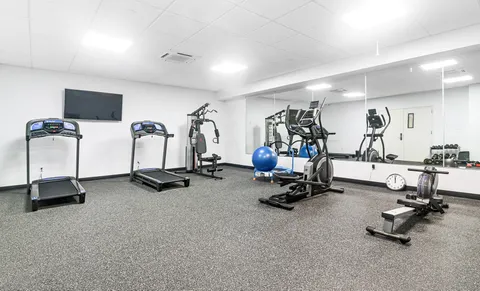 a view of a room with gym equipment