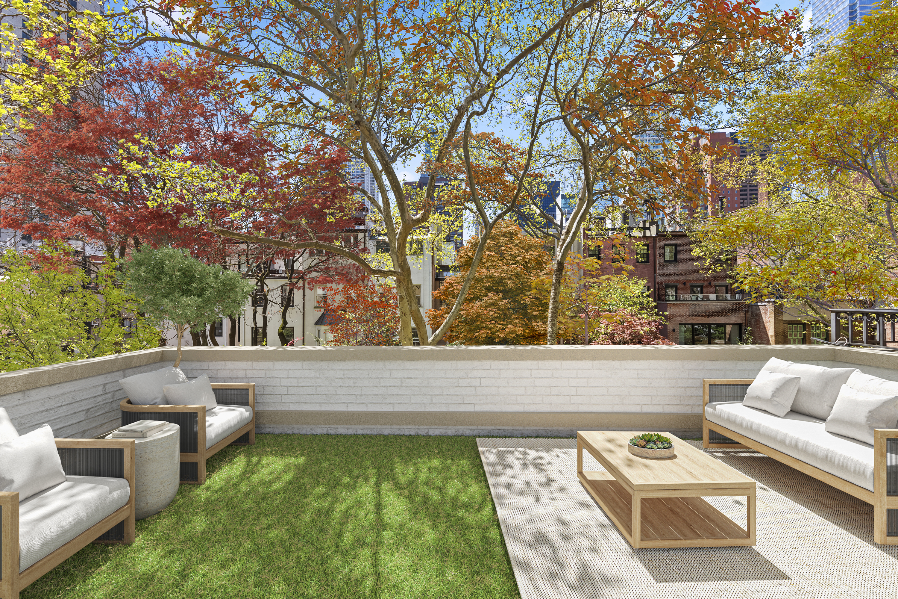 240 East 62nd Street Manhattan, NY 10065 - Photo 8 of 12 a view of a patio with couches and a large tree